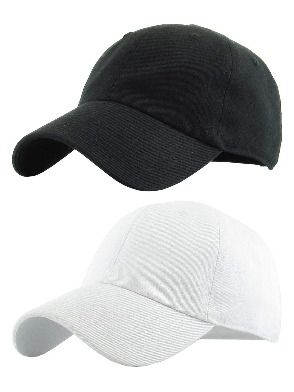 Classic Unisex Cotton Adjustable Low Crown | Black, White (2 Pack) | Size OS